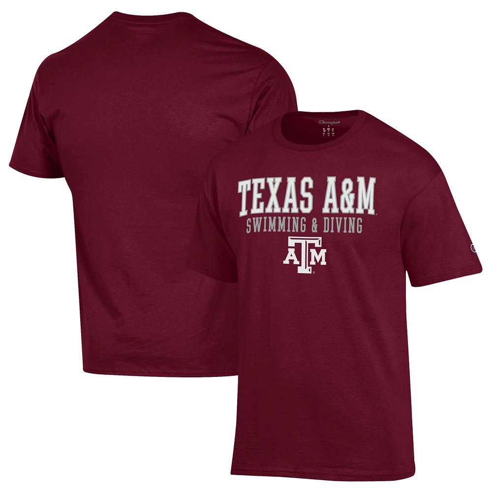 Men's Champion Maroon Texas A&M Aggies Stacked Swim & Dive T-Shirt
