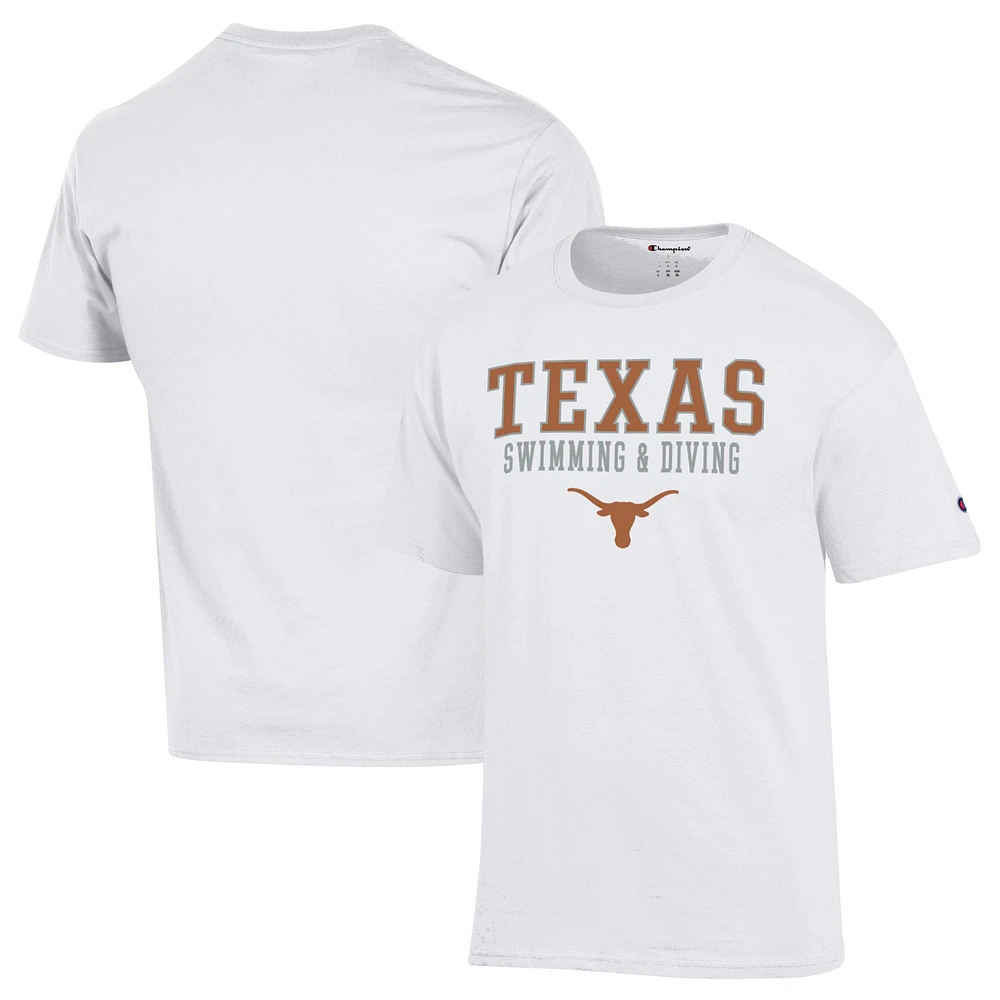 Men's Champion White Texas Longhorns Stacked Swim & Dive T-Shirt