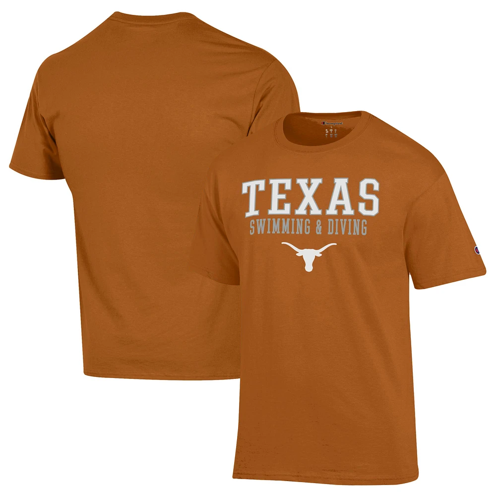 Men's Champion Texas Longhorns Stacked Swim & Dive T-Shirt