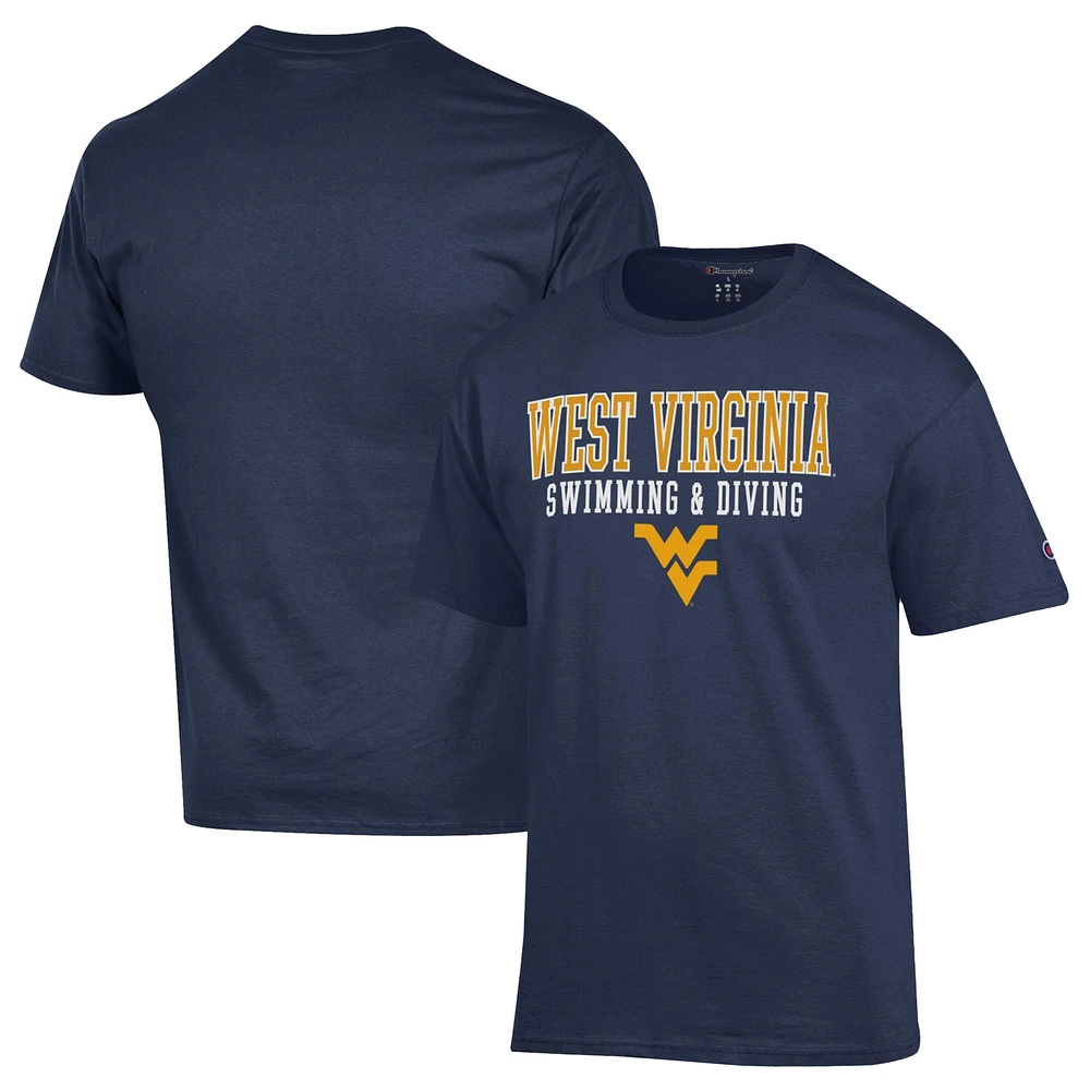 Men's Champion Navy West Virginia Mountaineers Stacked Swim & Dive T-Shirt