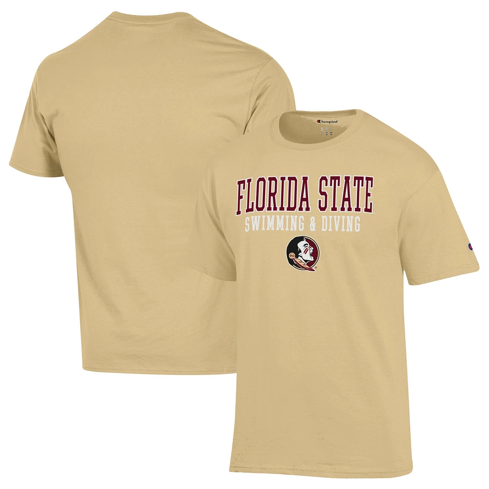 Men's Champion Gold Florida State Seminoles Stacked Swim & Dive T-Shirt