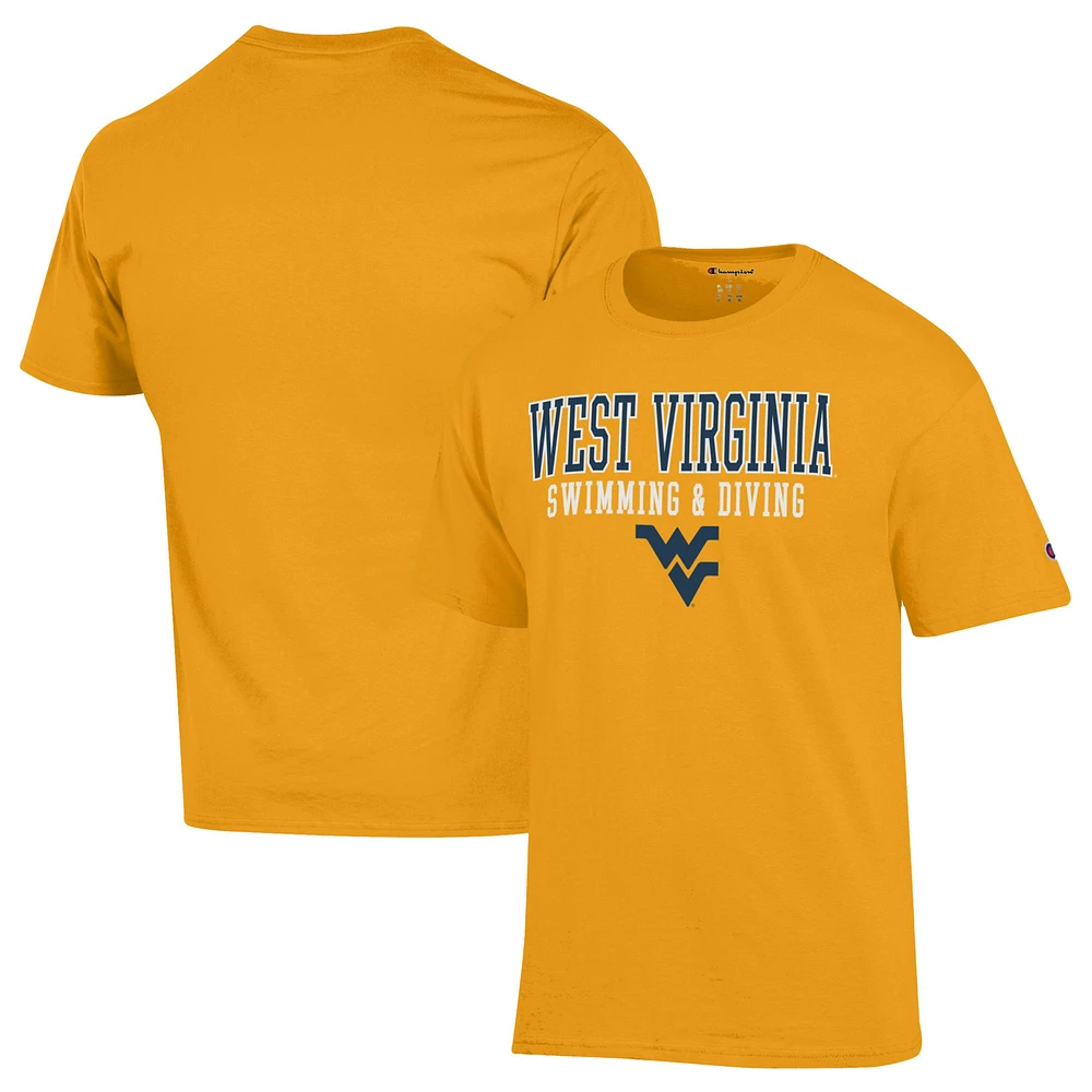 Men's Champion Gold West Virginia Mountaineers Stacked Swim & Dive T-Shirt