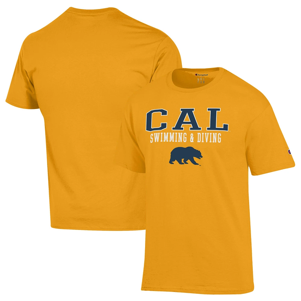 Men's Champion Gold Cal Bears Stacked Swim & Dive T-Shirt
