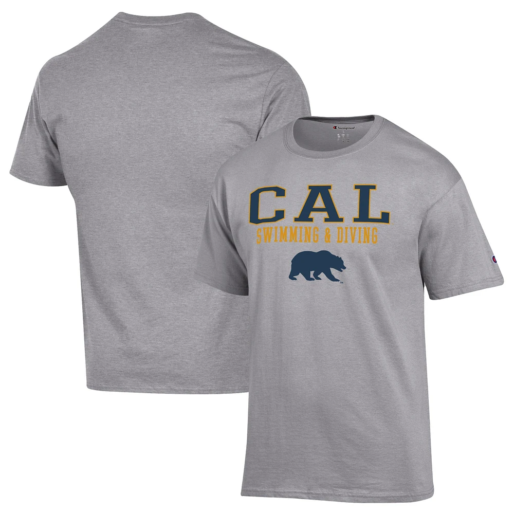 Men's Champion Gray Cal Bears Stacked Swim & Dive T-Shirt