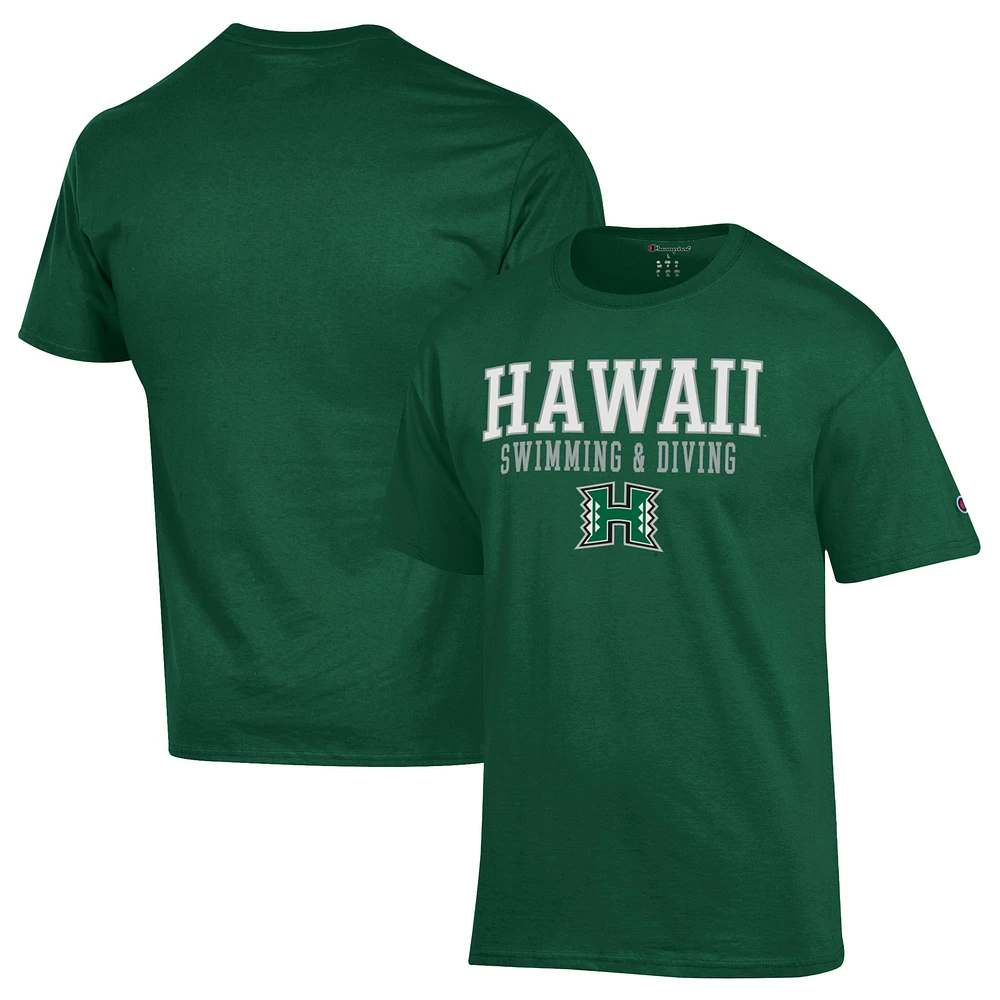 Men's Champion Hawaii Rainbow Warriors Stacked Swim & Dive T-Shirt