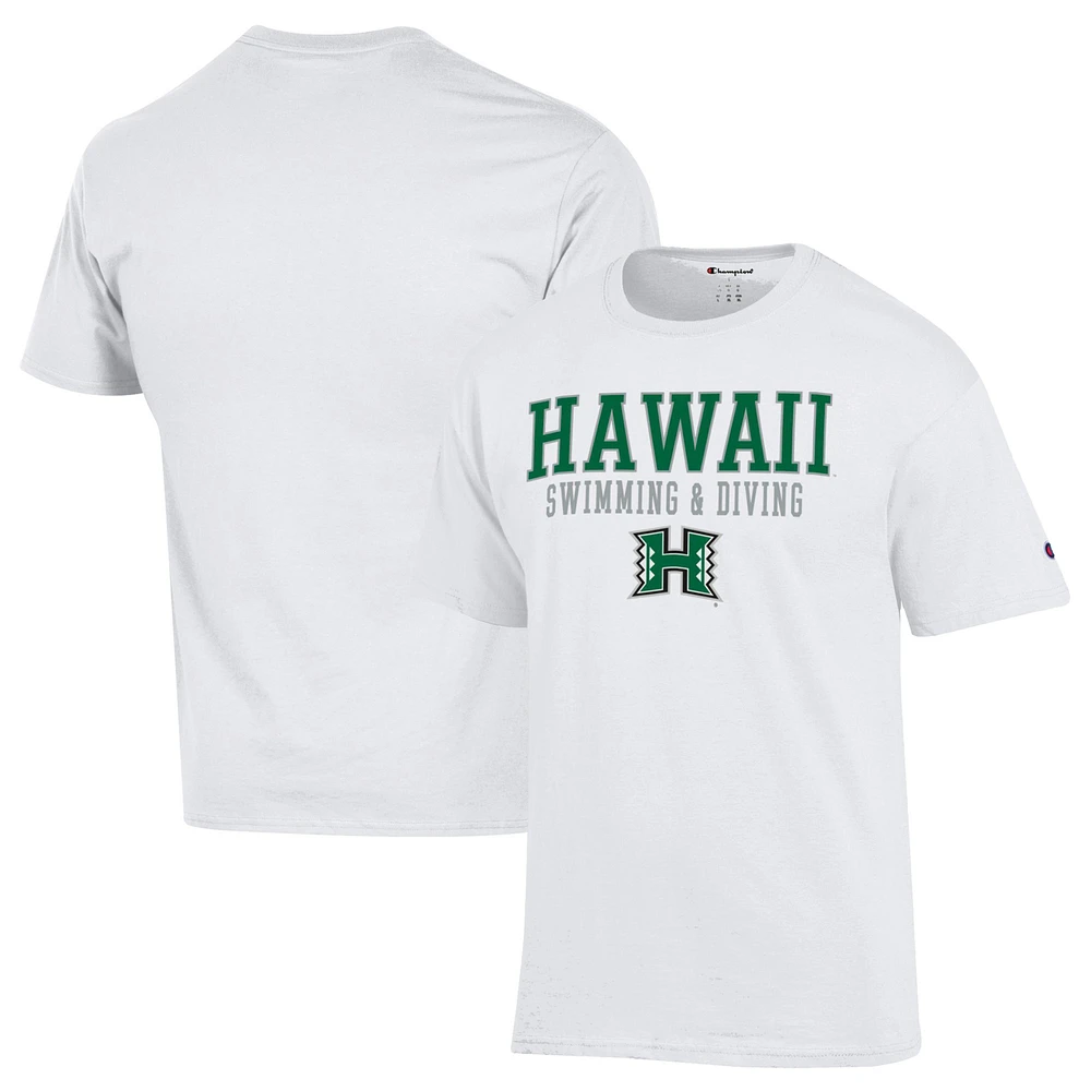 Men's Champion Hawaii Rainbow Warriors Stacked Swim & Dive T-Shirt