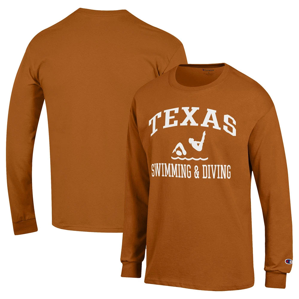 Men's Champion Texas Longhorns Icon Swim & Dive Long Sleeve T-Shirt