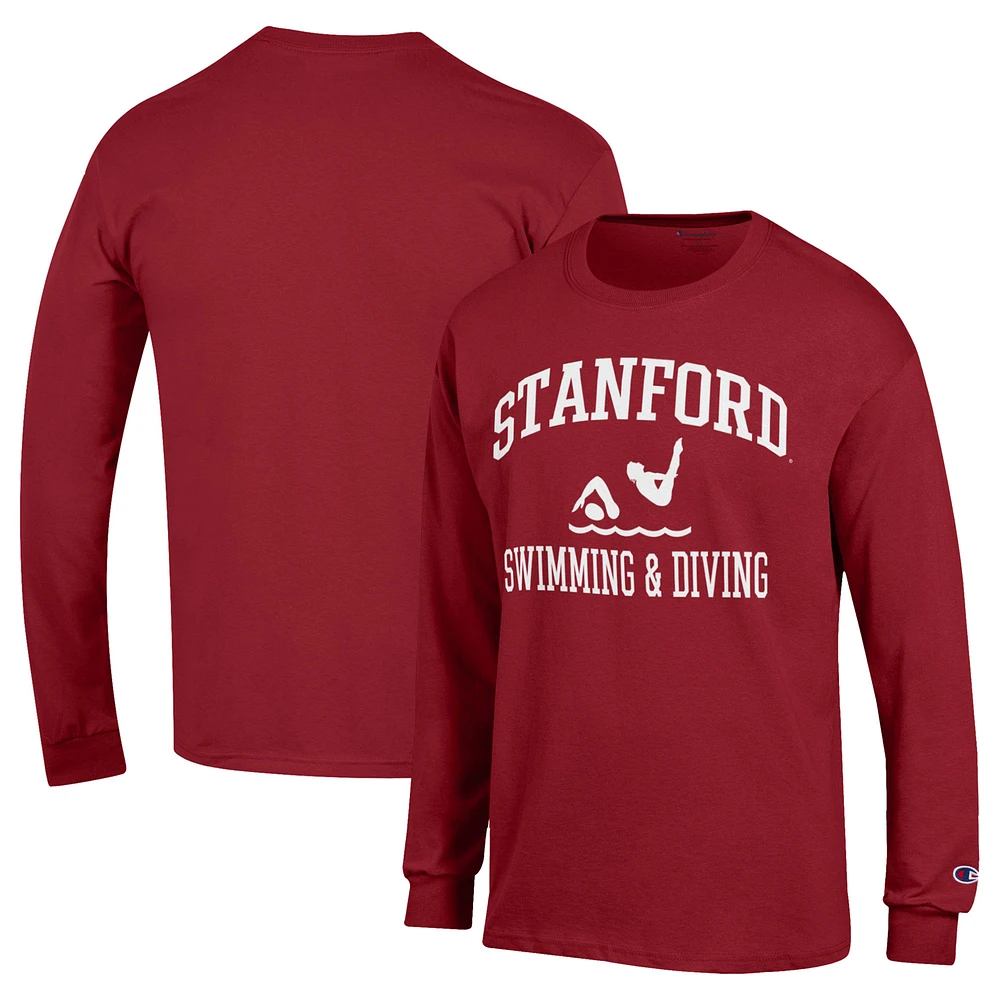 Men's Champion Stanford Cardinal Icon Swim & Dive Long Sleeve T-Shirt