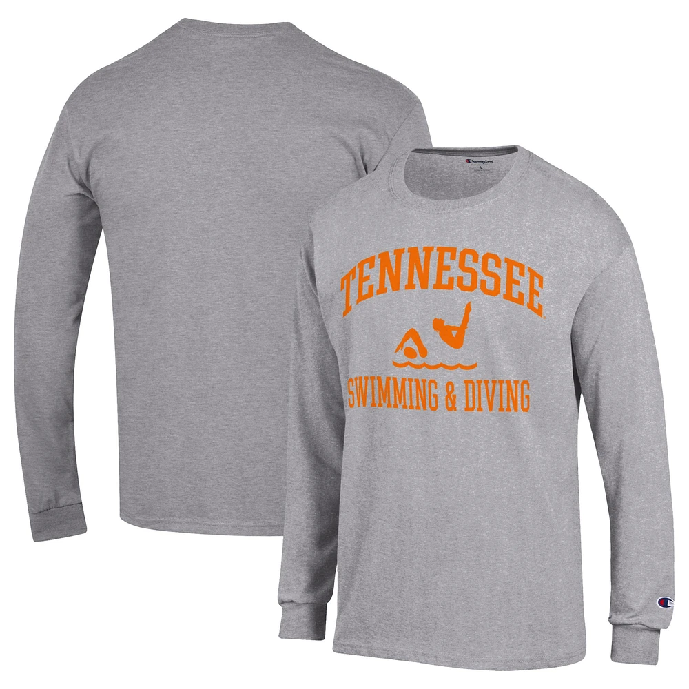 Men's Champion Gray Tennessee Volunteers Icon Swim & Dive Long Sleeve T-Shirt