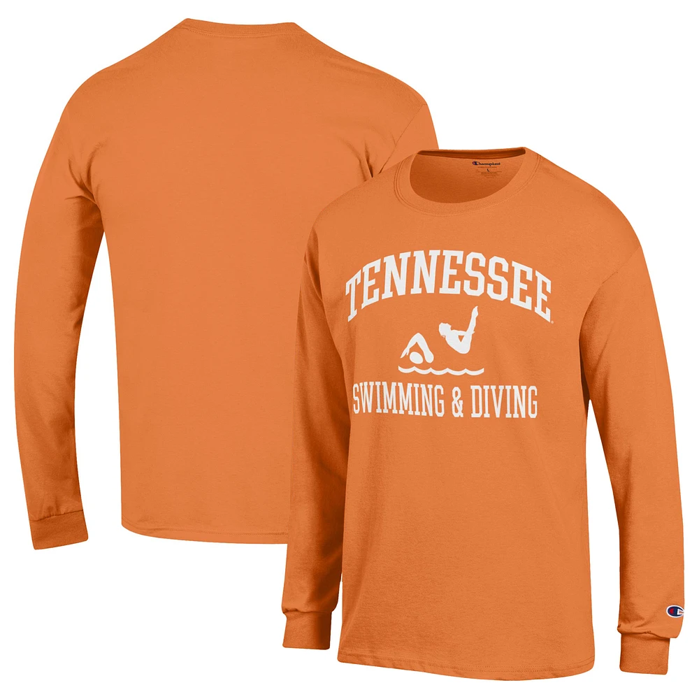 Men's Champion Tennessee Orange Volunteers Icon Swim & Dive Long Sleeve T-Shirt