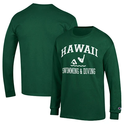 Men's Champion Hawaii Rainbow Warriors Icon Swim & Dive Long Sleeve T-Shirt