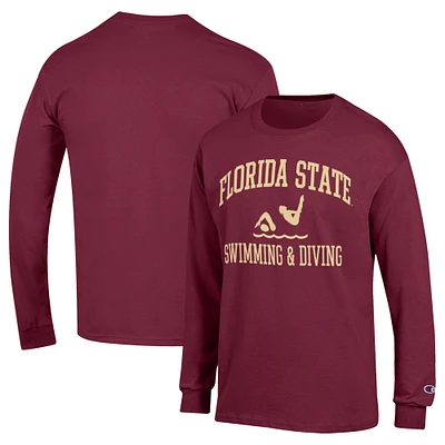 Men's Champion Garnet Florida State Seminoles Icon Swim & Dive Long Sleeve T-Shirt