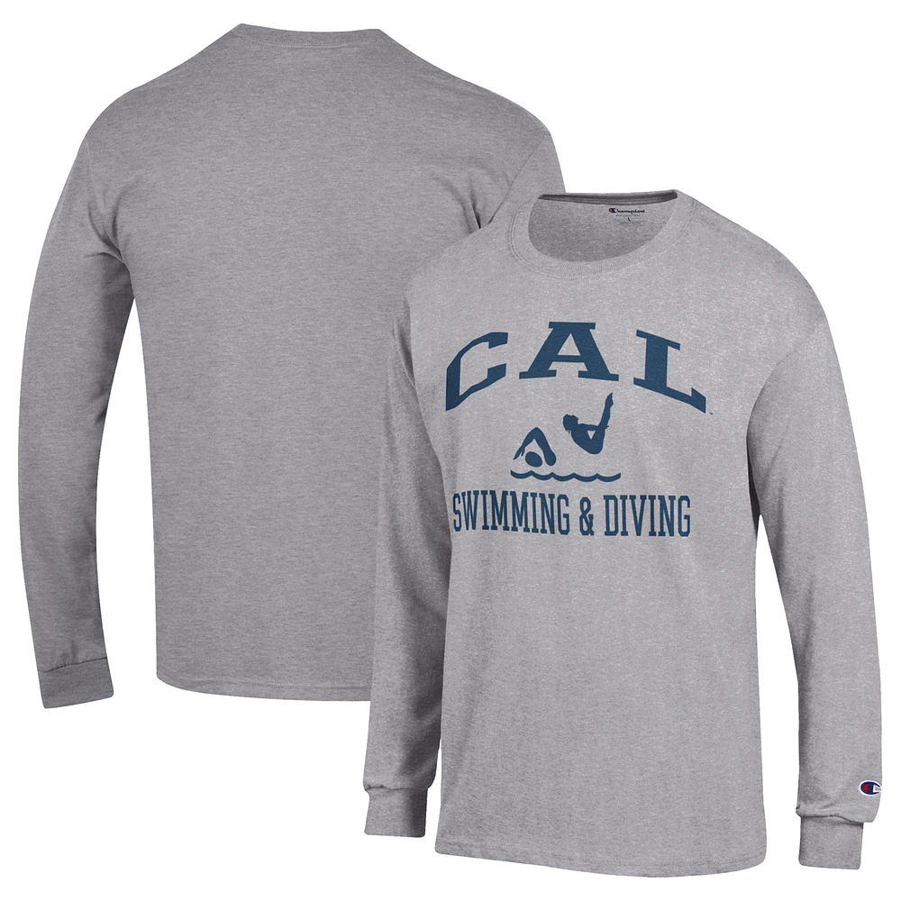 Men's Champion Gray Cal Bears Icon Swim & Dive Long Sleeve T-Shirt