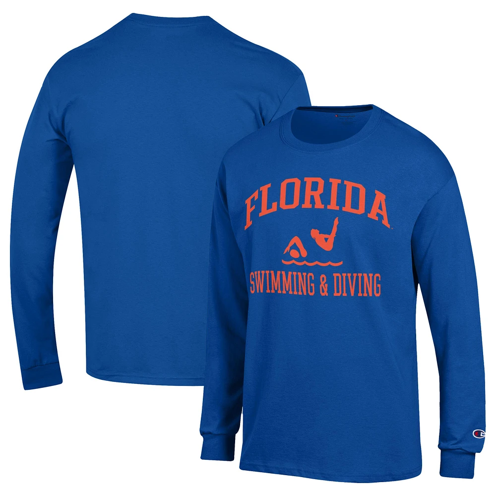 Men's Champion Royal Florida Gators Icon Swim & Dive Long Sleeve T-Shirt