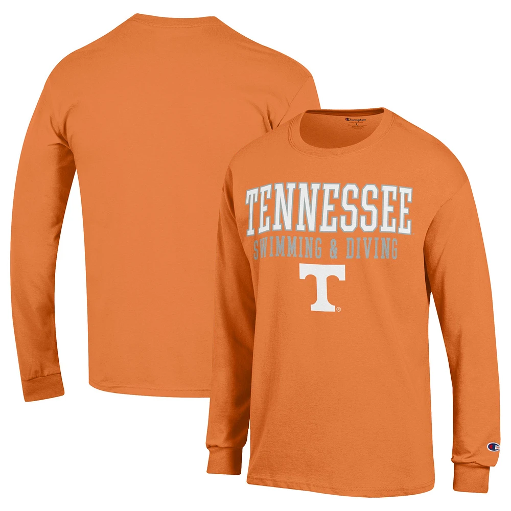 Men's Champion Tennessee Orange Volunteers Stacked Swim & Dive Long Sleeve T-Shirt
