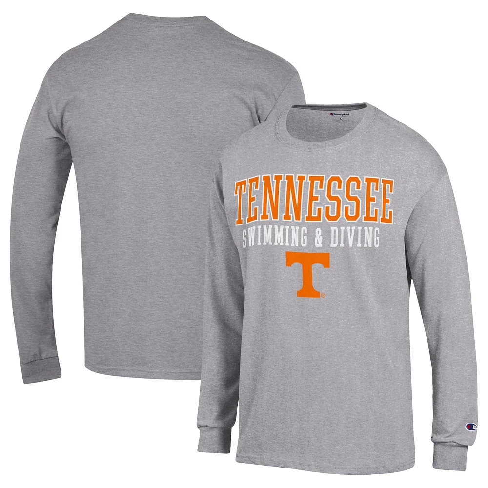 Men's Champion Gray Tennessee Volunteers Stacked Swim & Dive Long Sleeve T-Shirt