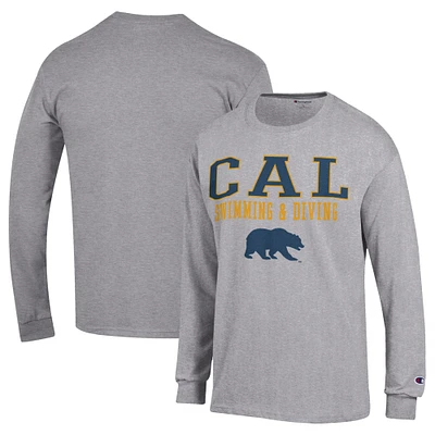 Men's Champion Gray Cal Bears Stacked Swim & Dive Long Sleeve T-Shirt