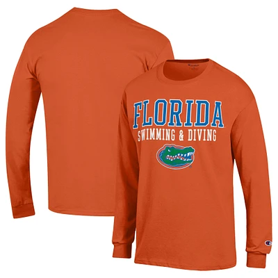 Men's Champion Orange Florida Gators Stacked Swim & Dive Long Sleeve T-Shirt