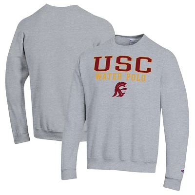 Men's Champion Gray USC Trojans Powerblend Pullover Crewneck