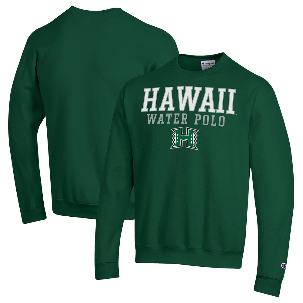 Men's Champion Green Hawaii Rainbow Warriors Powerblend Pullover Crewneck