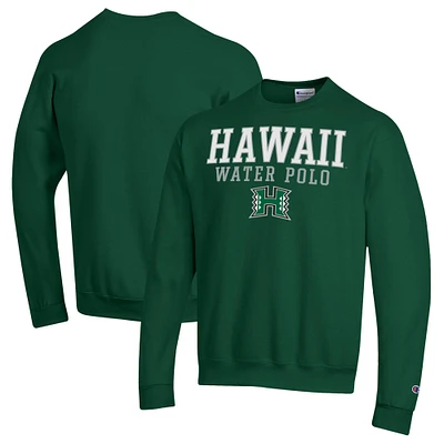 Men's Champion Green Hawaii Rainbow Warriors Powerblend Pullover Crewneck