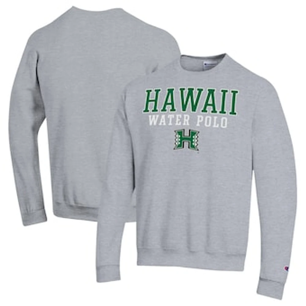 Men's Champion Gray Hawaii Rainbow Warriors Powerblend Pullover Crewneck