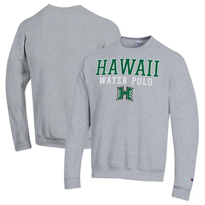 Men's Champion Gray Hawaii Rainbow Warriors Powerblend Pullover Crewneck