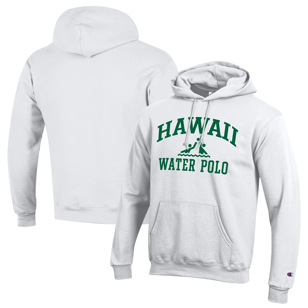 Men's Champion White Hawaii Rainbow Warriors Powerblend Pullover Hoodie
