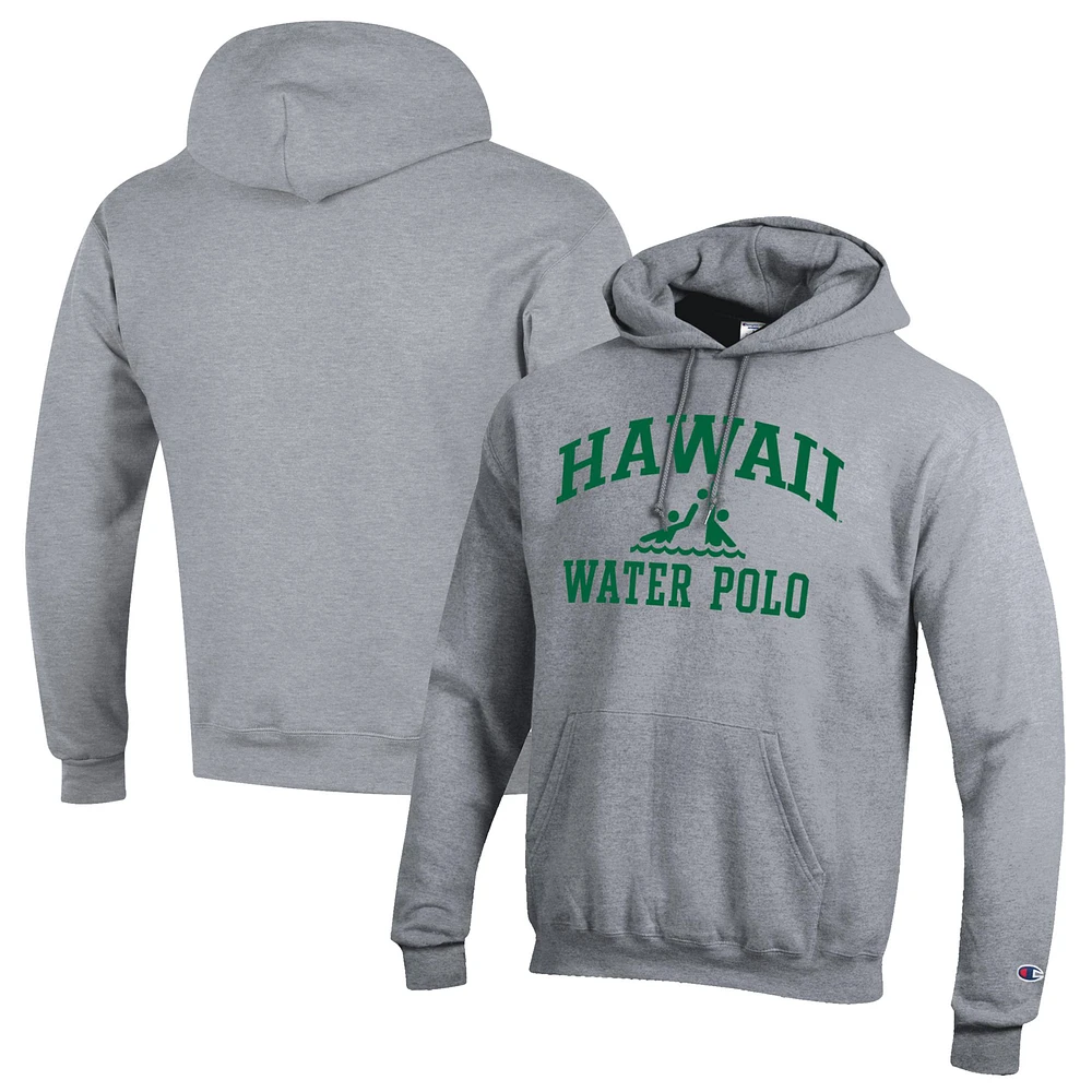 Men's Champion Gray Hawaii Rainbow Warriors Powerblend Pullover Hoodie