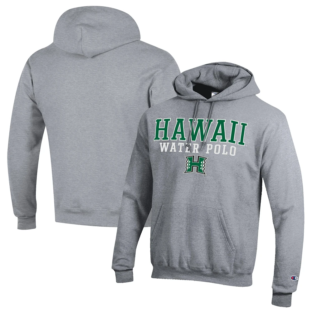 Men's Champion Gray Hawaii Rainbow Warriors Powerblend Pullover Hoodie