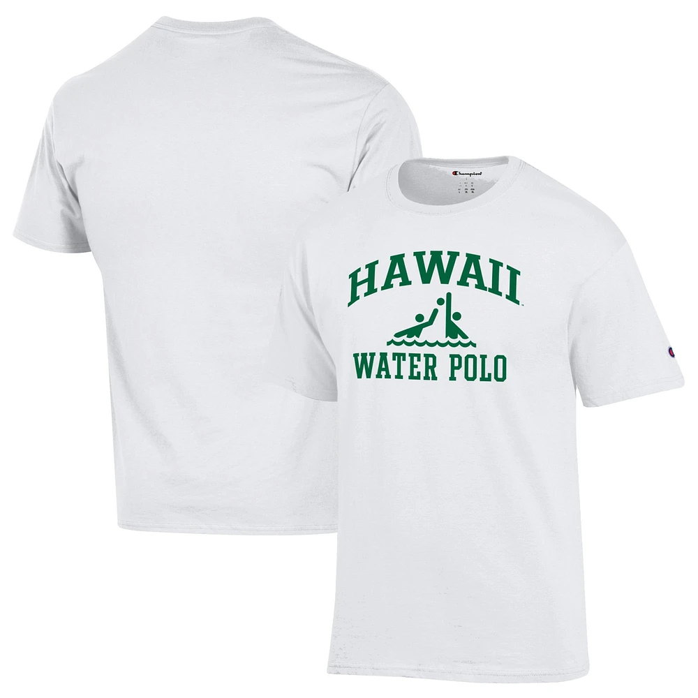 Men's Champion White Hawaii Rainbow Warriors Water Polo Icon T-Shirt