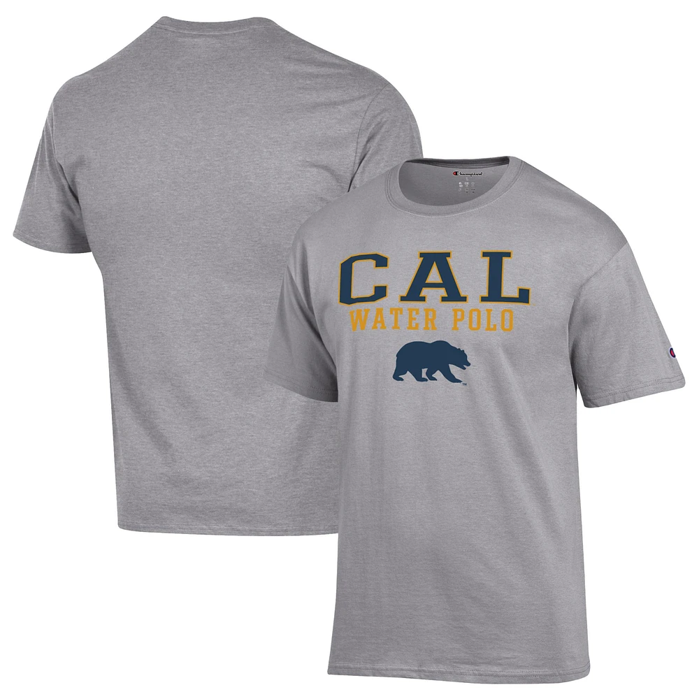 Men's Champion Gray Cal Bears Stack Logo Water Polo T-Shirt