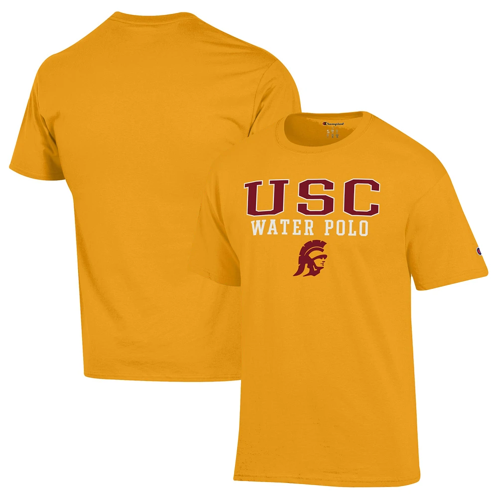 Men's Champion Gold USC Trojans Stack Logo Water Polo T-Shirt