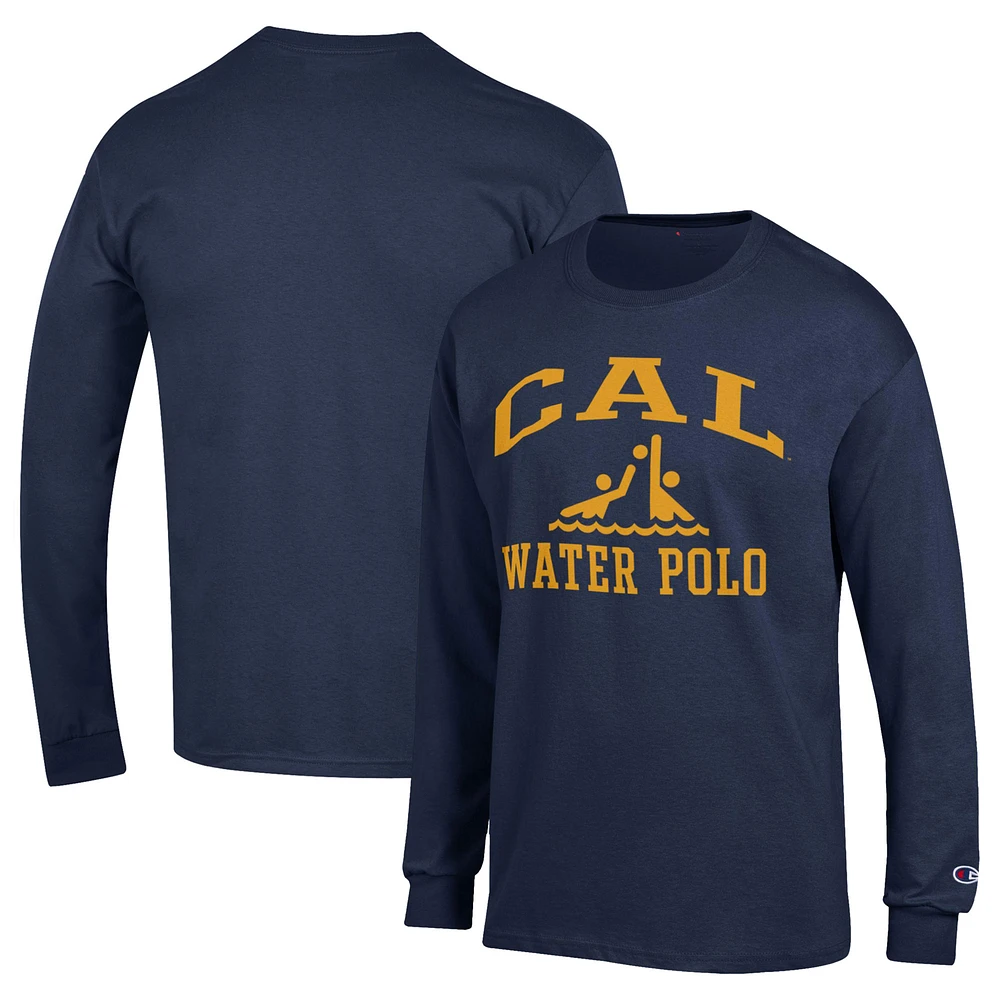 Men's Champion Navy Cal Bears Water Polo Icon Long Sleeve T-Shirt