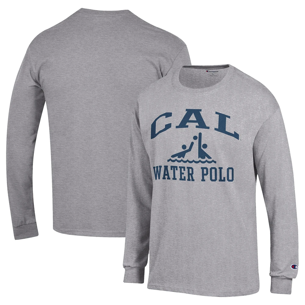 Men's Champion Gray Cal Bears Water Polo Icon Long Sleeve T-Shirt