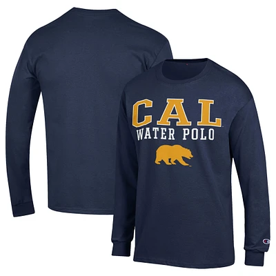 Men's Champion Navy Cal Bears Stack Logo Water Polo Long Sleeve T-Shirt