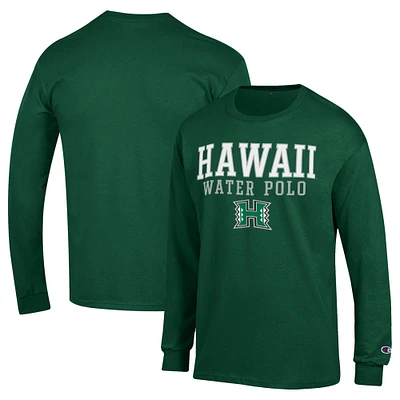 Men's Champion Hawaii Rainbow Warriors Stack Logo Water Polo Long Sleeve T-Shirt
