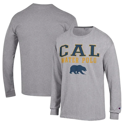 Men's Champion Gray Cal Bears Stack Logo Water Polo Long Sleeve T-Shirt