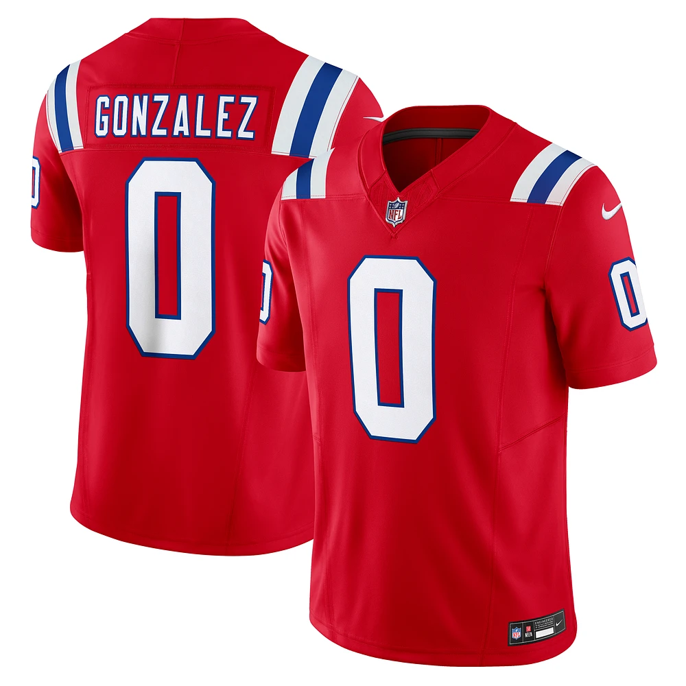 Men's Nike Christian Gonzalez Red New England Patriots Alternate Vapor F.U.S.E. Limited Jersey