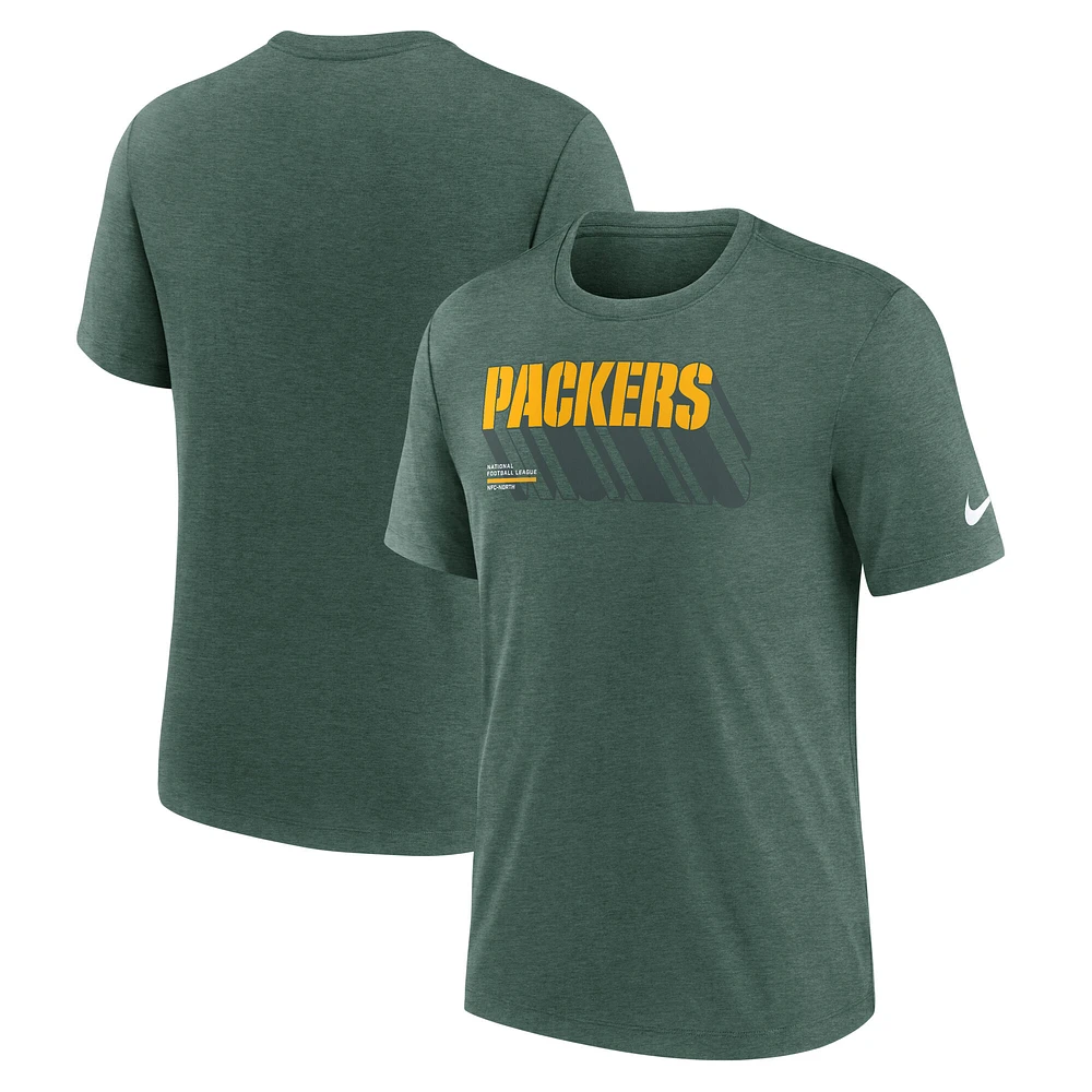 Men's Nike Heather Green Bay Packers Long Pass Tri-Blend T-Shirt