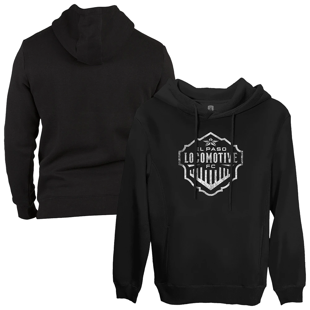 Men's 1863FC Black El Paso Locomotive FC Mono Badge Fleece Pullover Hoodie