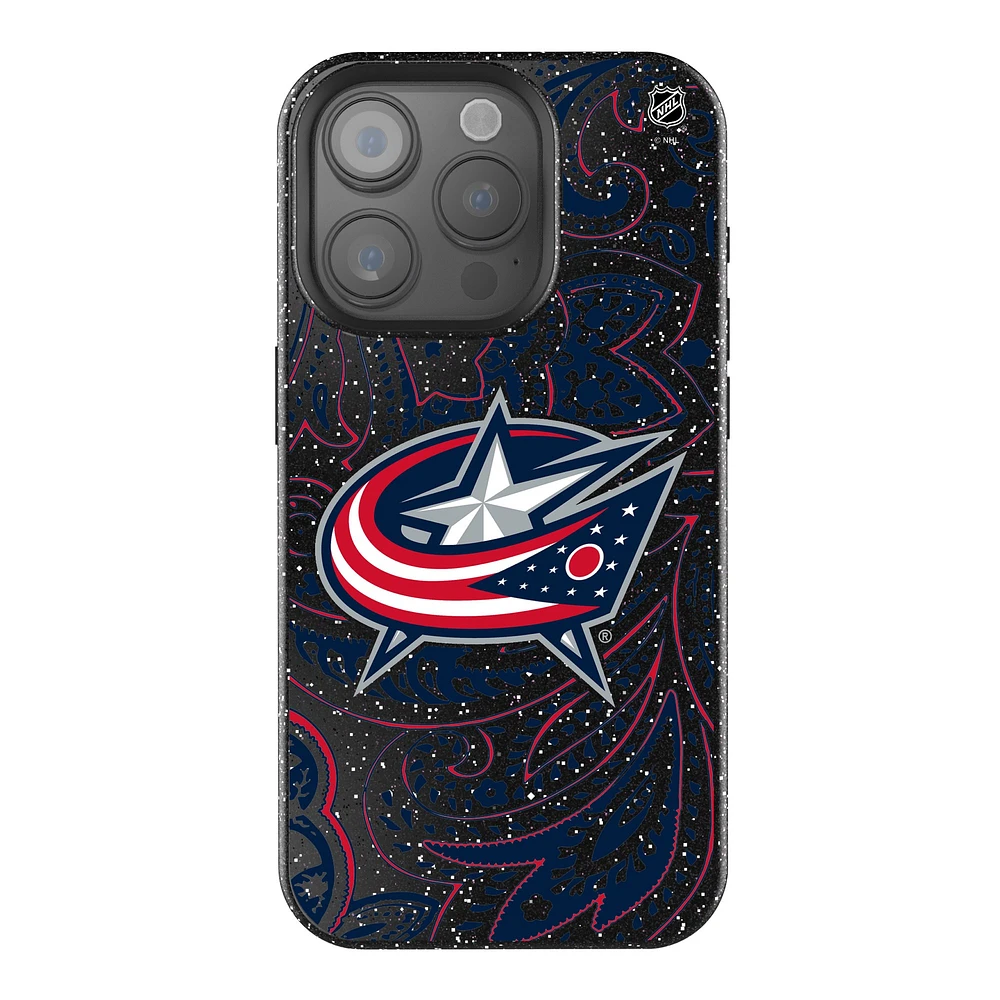 Keyscaper Black Columbus Blue Jackets Paisley Bling iPhone Case