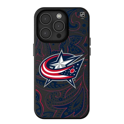 Keyscaper Black Columbus Blue Jackets Paisley iPhone Magnetic Bump Case