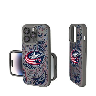 Keyscaper Gray Columbus Blue Jackets Paisley Soft Touch iPhone Case