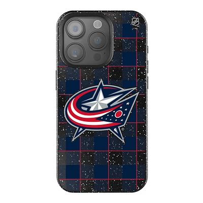 Keyscaper Columbus Blue Jackets Plaid Bling iPhone Case