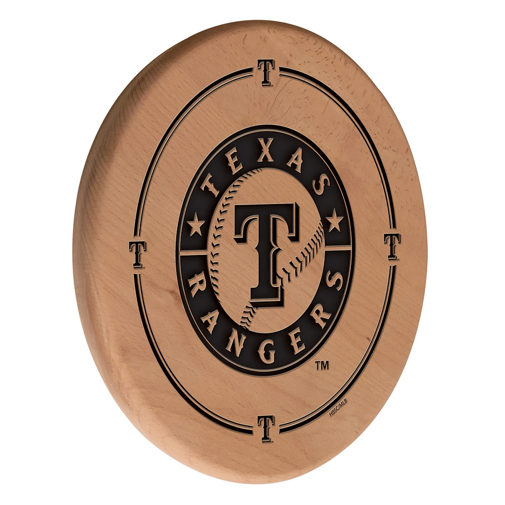 Natural Texas Rangers 13" Laser Engraved Solid Wood Sign