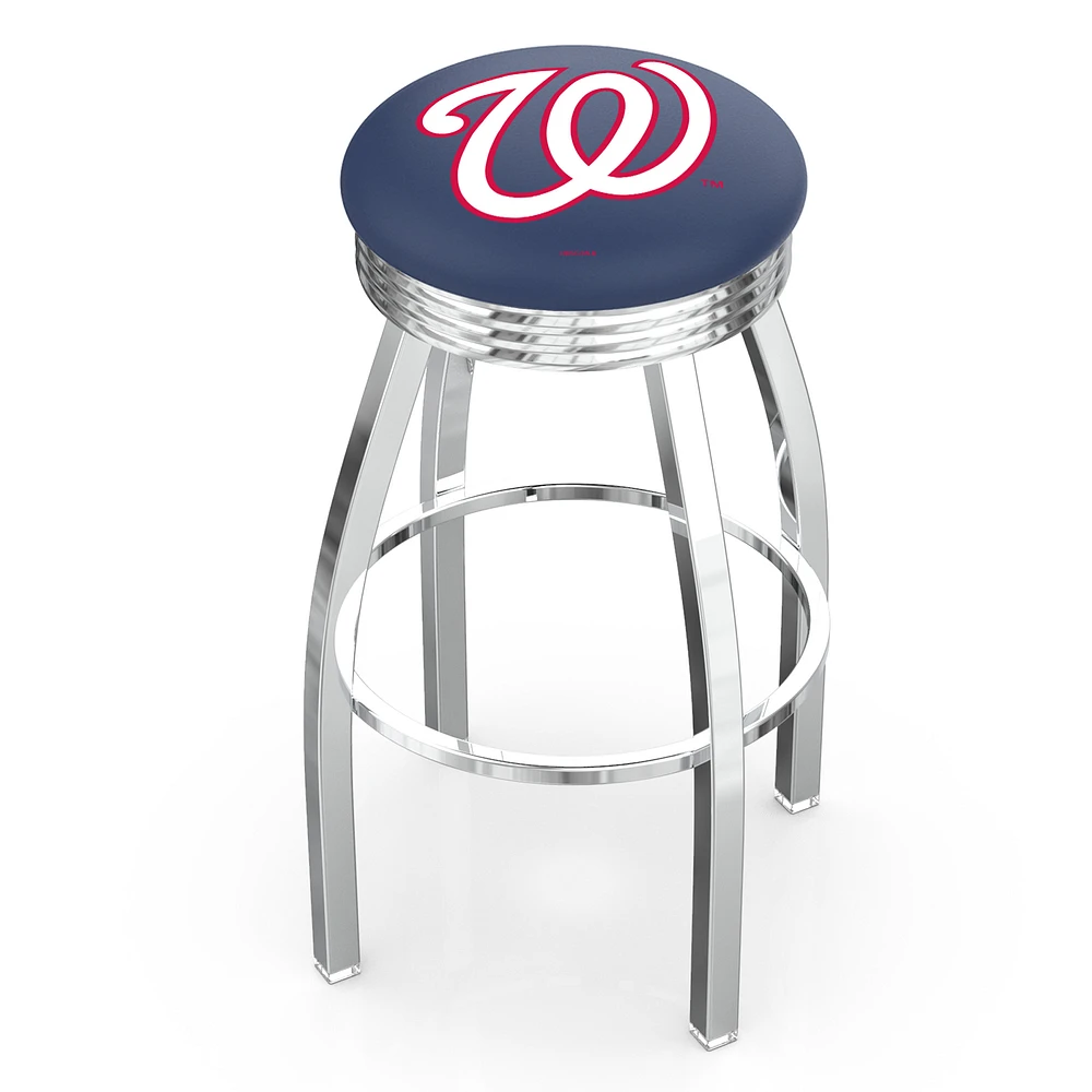 Silver Washington Nationals 25" Chrome Ringed Swivel Counter Stool
