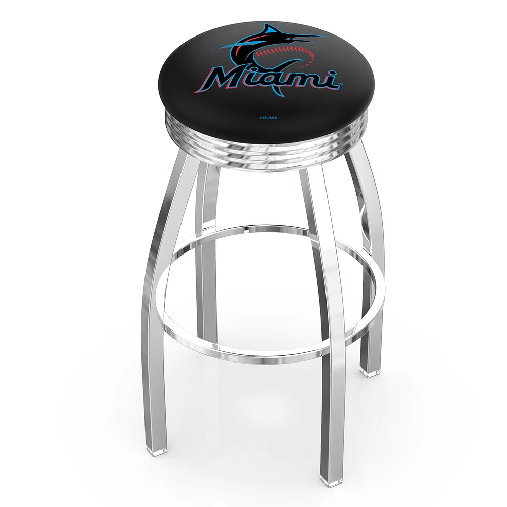 Silver Miami Marlins 25" Chrome Ringed Swivel Counter Stool