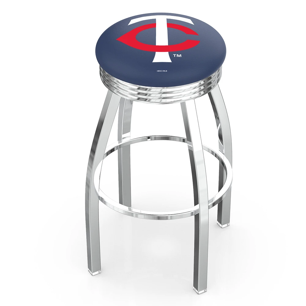 Silver Minnesota Twins 25" Chrome Ringed Swivel Counter Stool