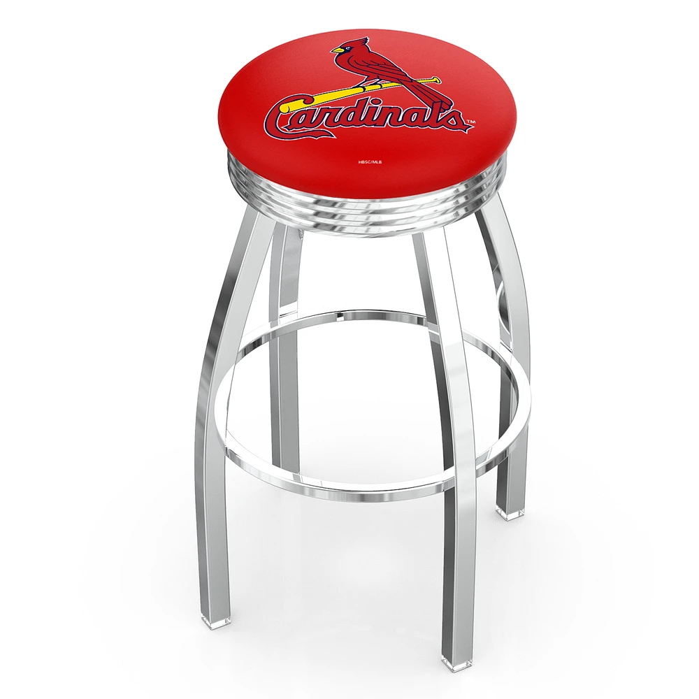Silver St. Louis Cardinals 25" Chrome Ringed Swivel Counter Stool